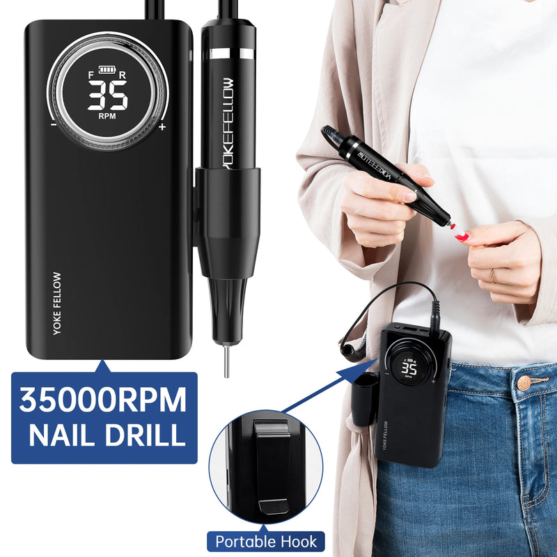 35000RPM Nail Drill Machine With HD LCD Display Rechargeable