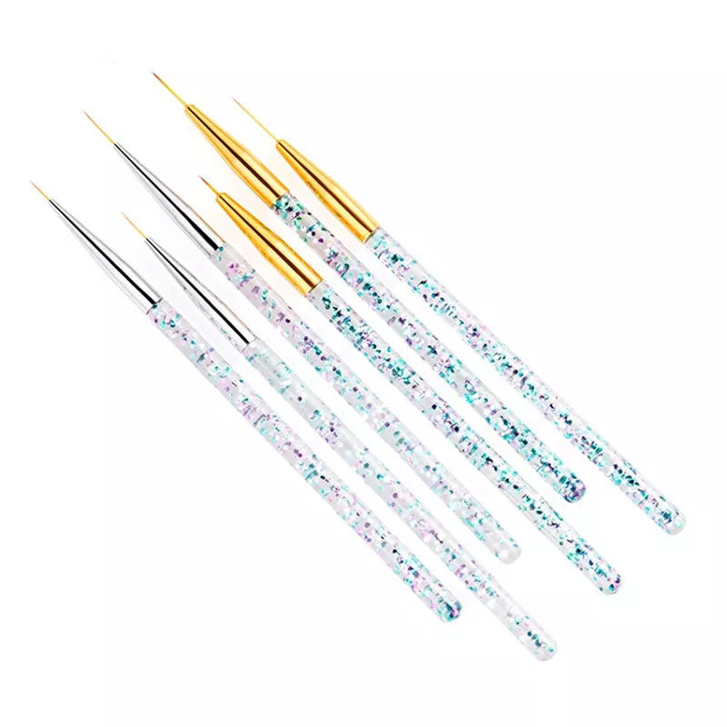 3Pcs Acrylic French Stripe Nail Art Liner Brush Set Ultra-thin Line