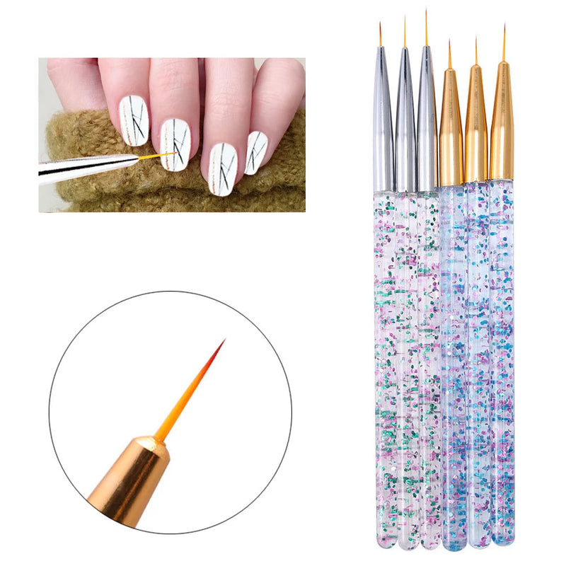 3Pcs Acrylic French Stripe Nail Art Liner Brush