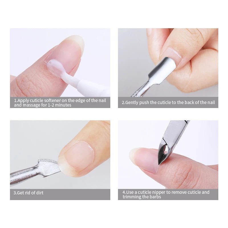 1pcs Double-ended Stainless Steel Cuticle Pusher