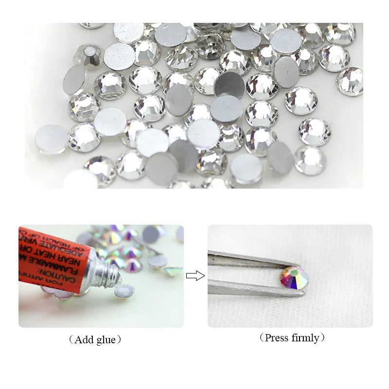 SS3-SS10 Clear Crystal White 3D Nail Art Decoration Rhinestones