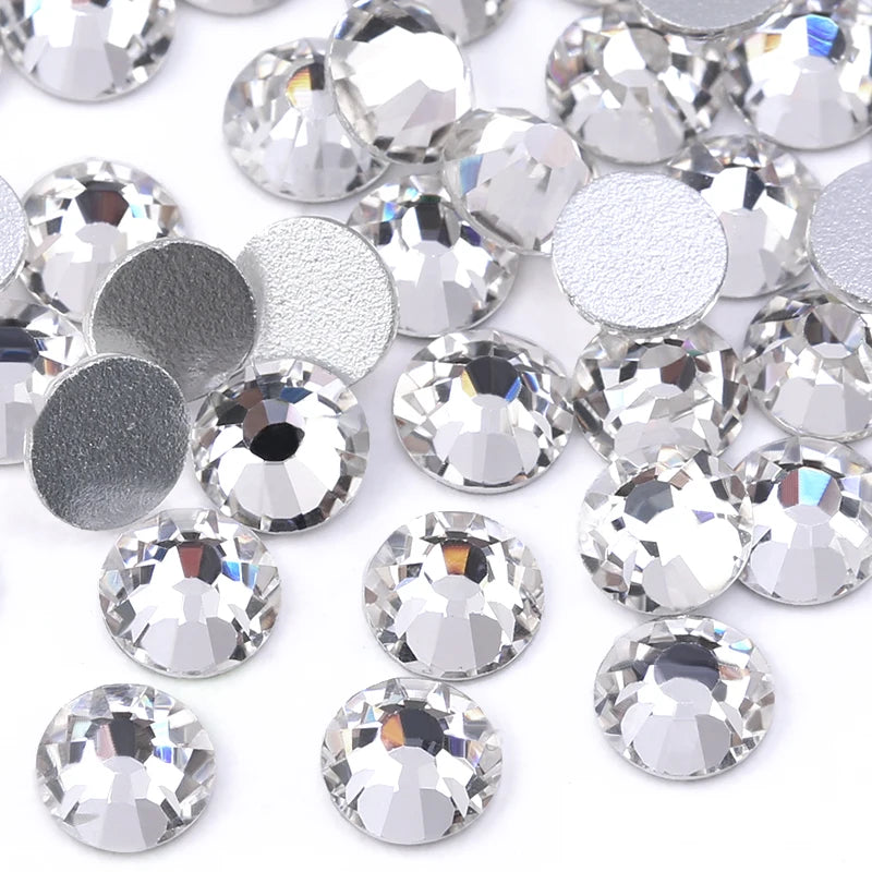 SS3-SS10 Clear Crystal White 3D Nail Art Decoration Rhinestones