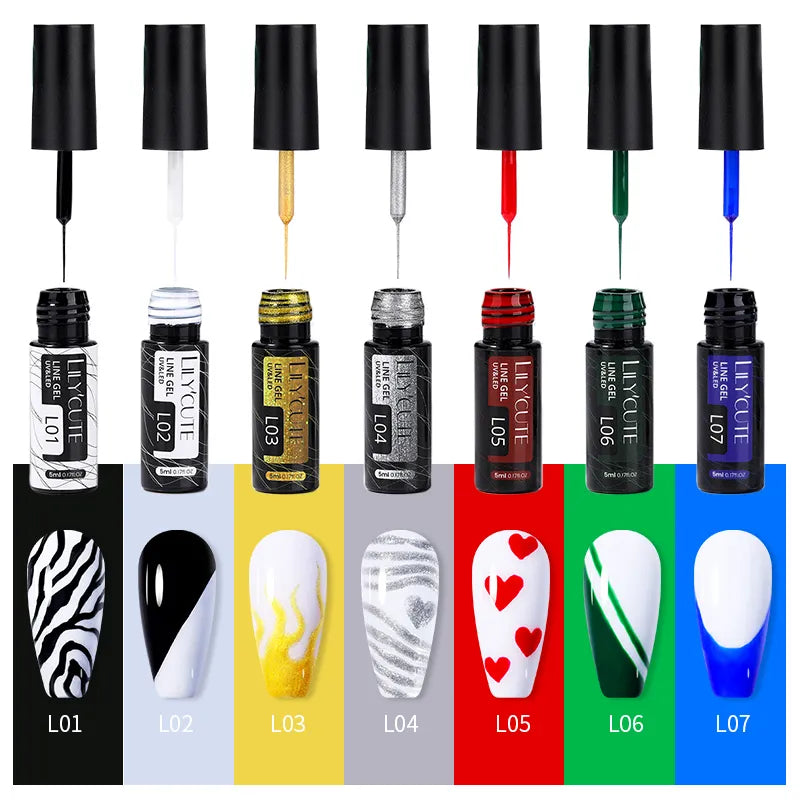 Pack 5ml Line Polish Gel Kit Nail Art Design For UV/LED Nails Drawing