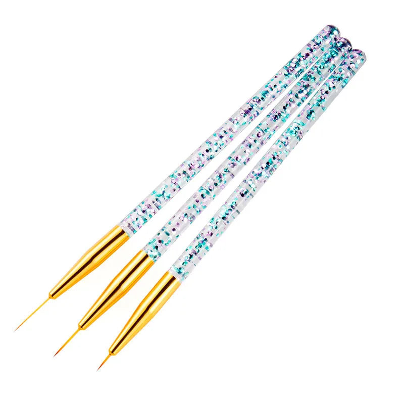 3Pcs Acrylic French Stripe Nail Art Liner Brush Set Ultra-thin Line