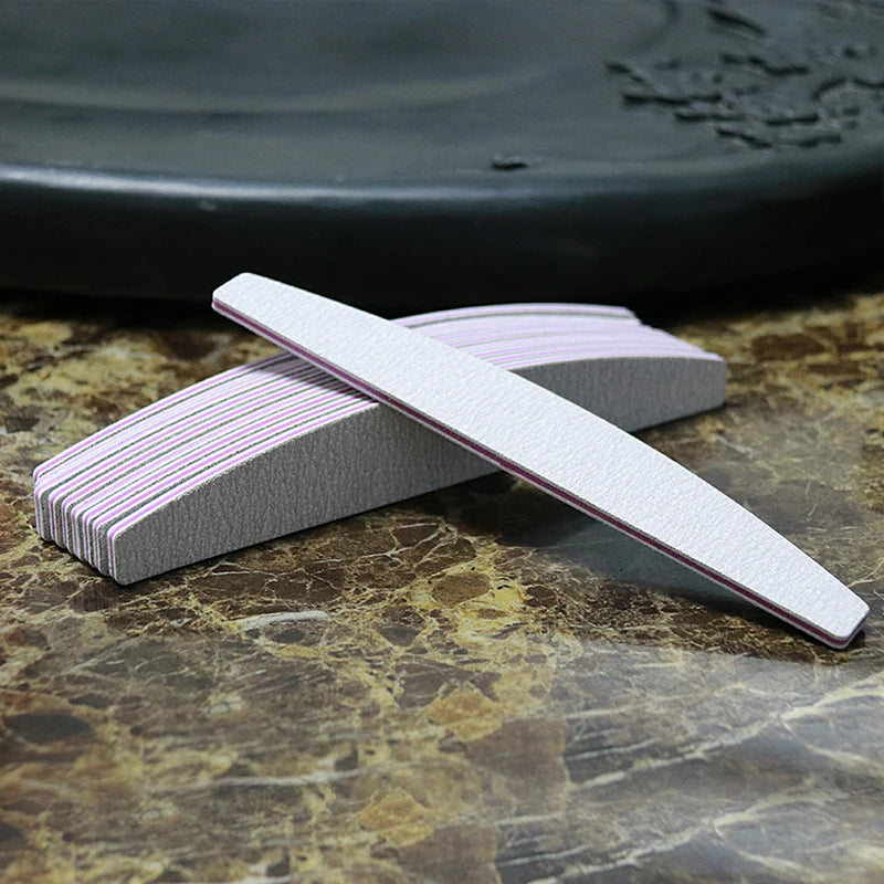 Nail File Buffer 100/180 Grit Half Moon Double Side Sandpaper