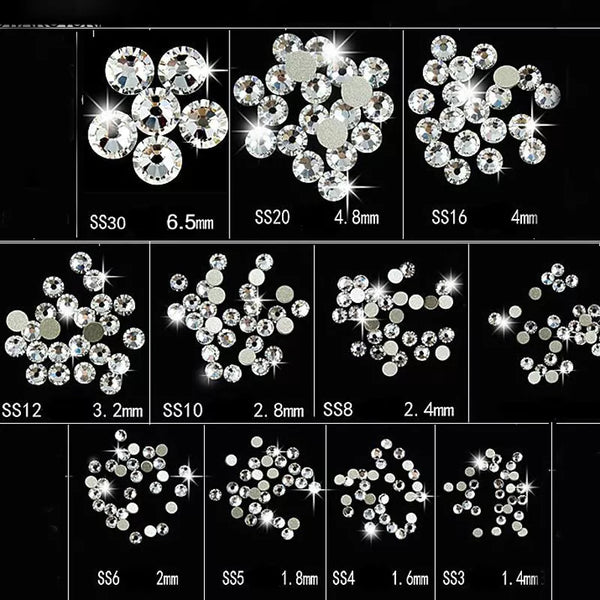 All Sizes Shiny Crystal Clear Non Hotfix Flatback Beauty Accessories Glass Rhinestones