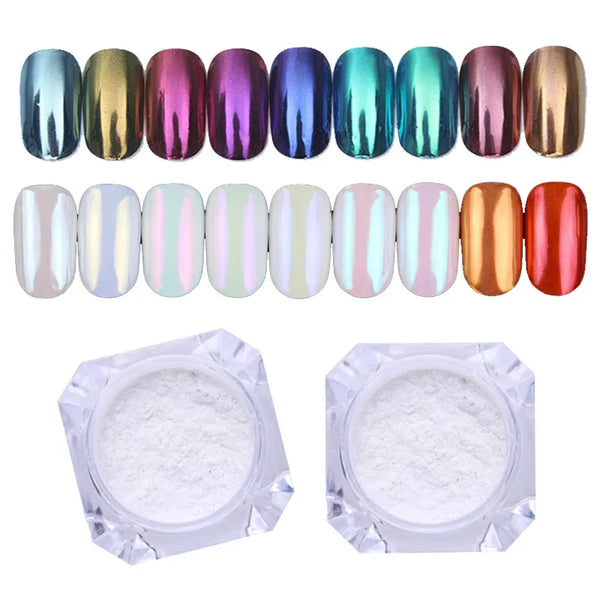 Mirror Glitter Nail Chrome Pigment Shell Dazzling DIY Salon Micro  Powder iridescent Nail Art Decorations