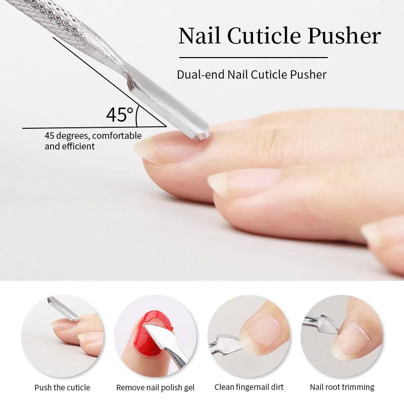 1pcs Double-ended Stainless Steel Cuticle Pusher