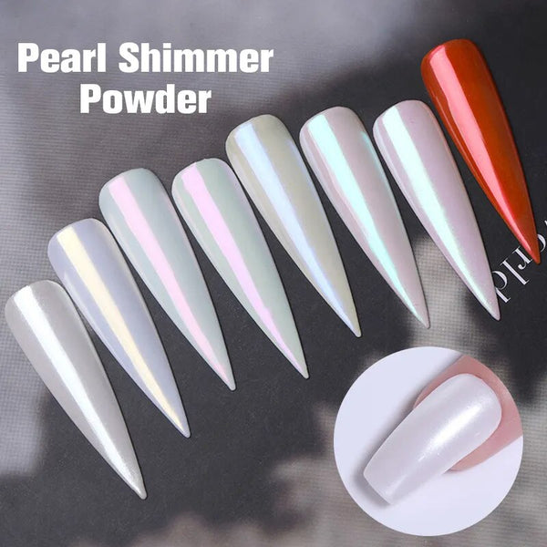 1 Box Pearl Shell Nail Glitter Powder Aurora Nails Ice Transparent Art Pigment Chrome Glitters