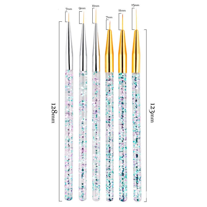 3Pcs Acrylic French Stripe Nail Art Liner Brush Set Ultra-thin Line