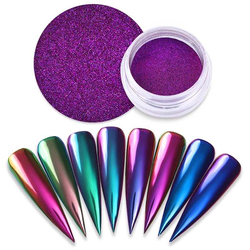 Spiegel-Glitzer-Nagel-Chrom-Pigment-Muschel, schillernde DIY-Salon-Mikro-Pulver, schillernde Nagelkunst-Dekorationen