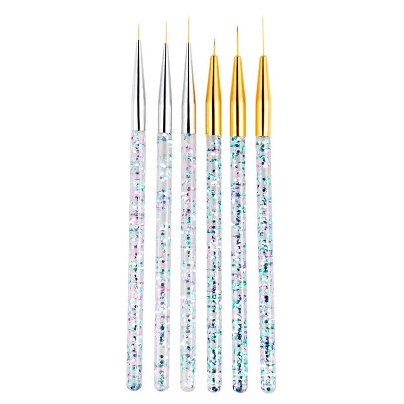 3Pcs Acrylic French Stripe Nail Art Liner Brush Set Ultra-thin Line