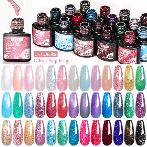 6ml Glitter Gel Nail Polish Sparkling Nail Art  UV Gel Colorful