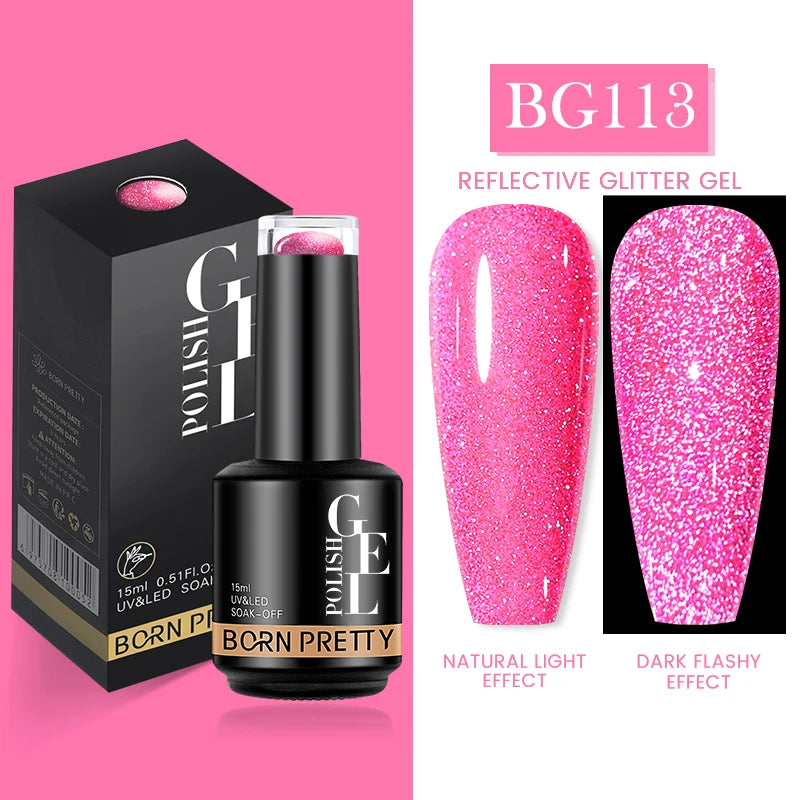 15ml Nail Gel Polish Reflective Glitter Gel