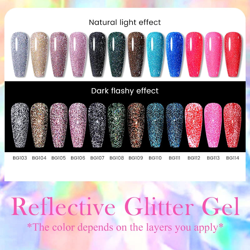 15ml Nail Gel Polish Reflective Glitter Gel