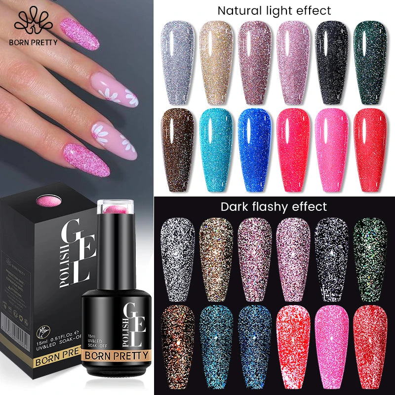 15ml Nail Gel Polish Reflective Glitter Gel