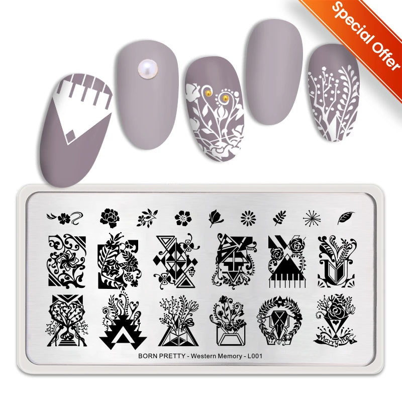 BORN PRETTY 12*6cm Nail Art Templates Stamping Plate Design