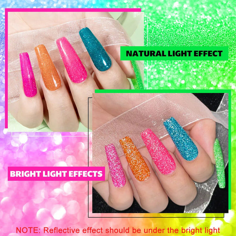 12Pcs Neon Reflective Nail Art Liner