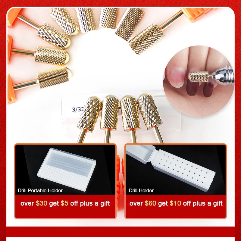 Cutter Golden Nail Drill Bits For Electric Nail Drill Machine