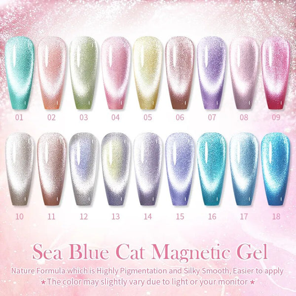 BORN PRETTY Sea Blue Nude Pink Snow light Cat Eye Magnetic, Transparent Jelly Nail Gel Polish UV Gel Color