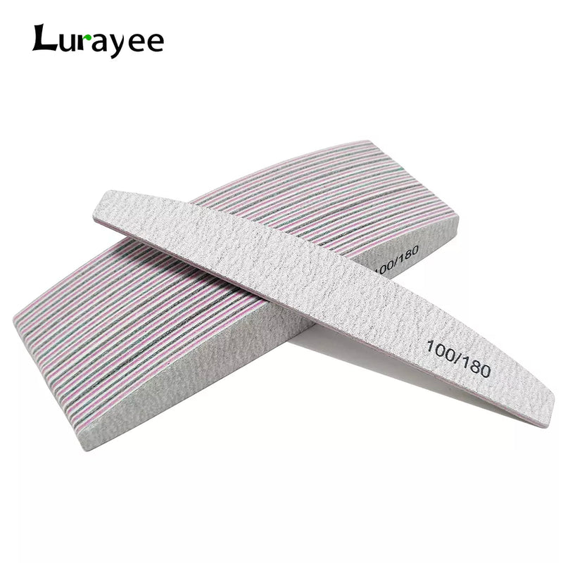 Nail File Buffer 100/180 Grit Half Moon Double Side Sandpaper