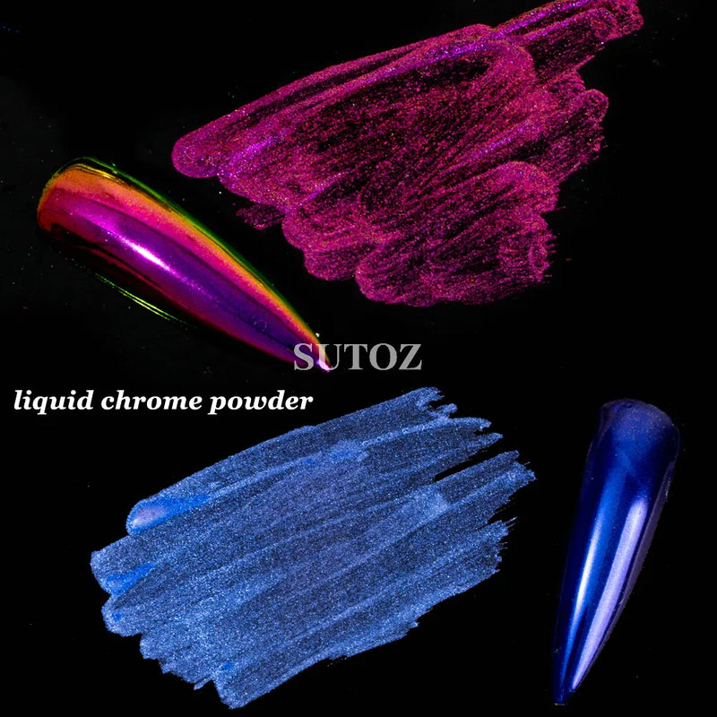 5ml Chrome Nail Gel Aurora Powder Liquid Metallic Mirror Effect