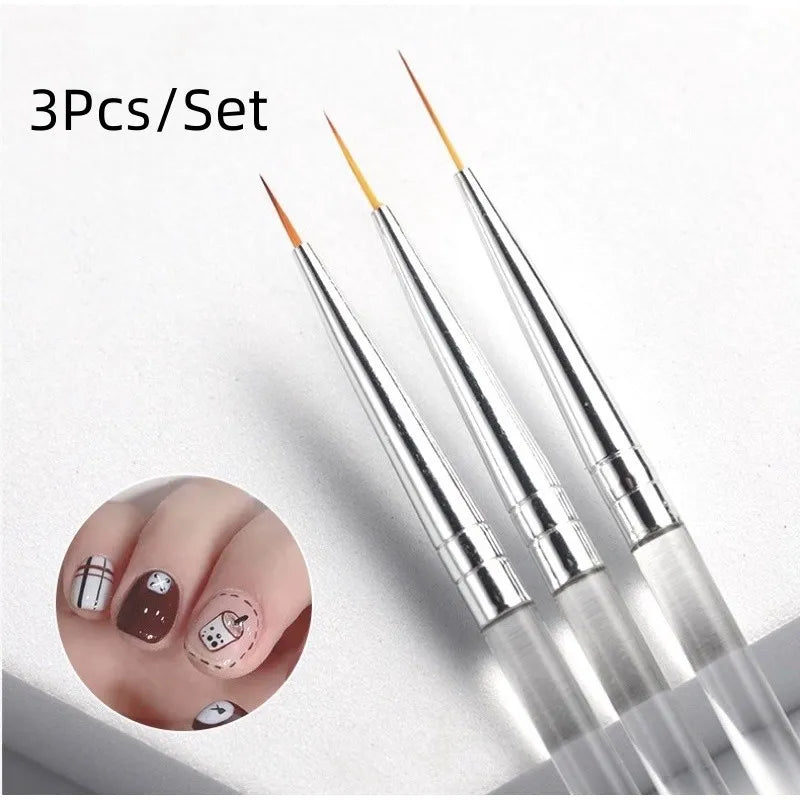 3Pcs/set Nail Art Liner 11/7/9mm Acrylic French