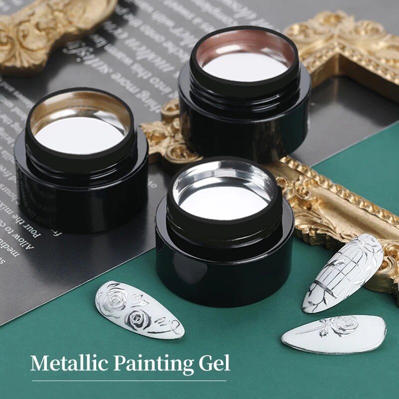 BORN PRETTY Sparkling Metallic Painting Gel Polish Drawing Gold Silver Mirror Glitter UV Gel 5ml