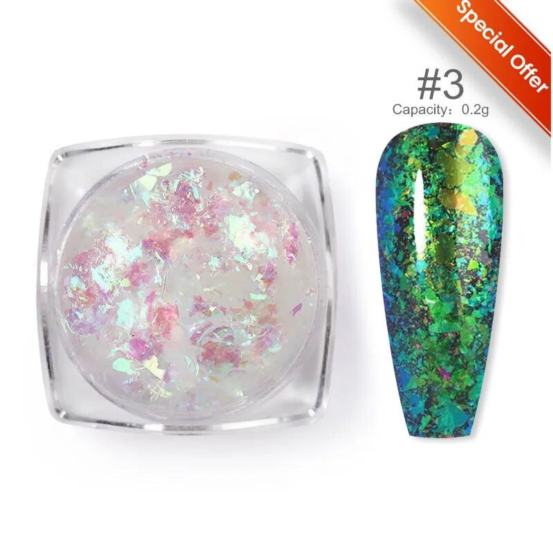 1 Box Pearl Shell Nail Glitter Powder Aurora Nails Ice Transparent Art Pigment Chrome Glitters