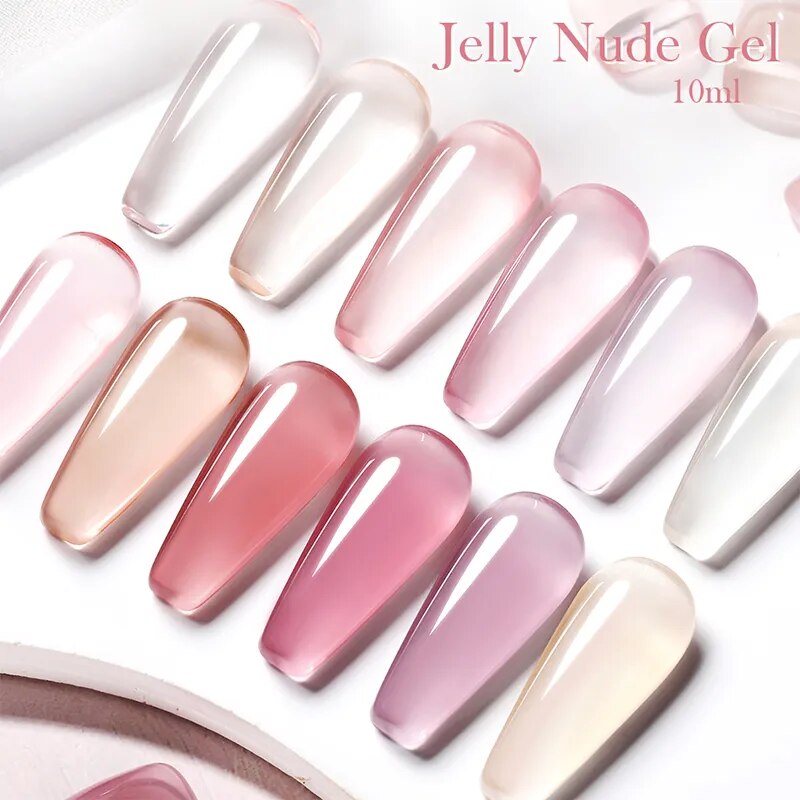 BORN PRETTY Jelly Gel Semi-transparent Nude Color Nail Gel Polish Clear Pink French  UV LED Gel