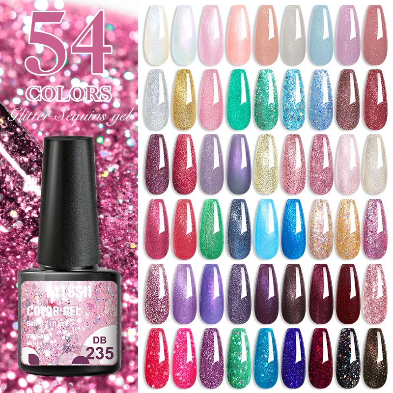 6ml Glitter Gel Nail Polish Sparkling Nail Art  UV Gel Colorful