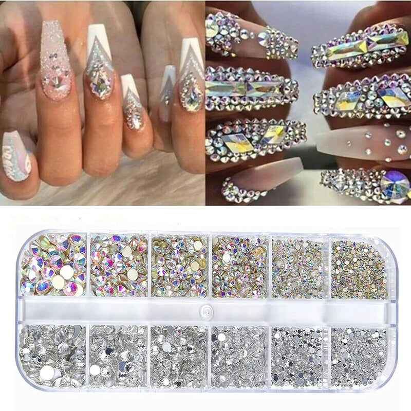 2400pcs AB Flatback Nail Rhinestones Mini Diamond