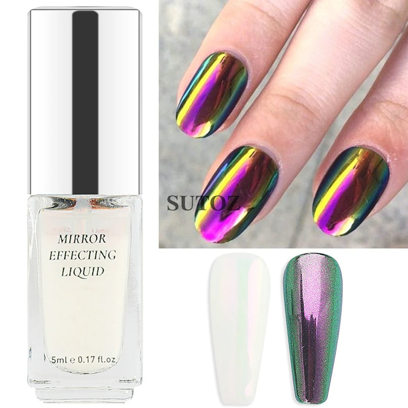 5ml Chrome Nail Gel Aurora Powder Liquid Metallic Mirror Effect