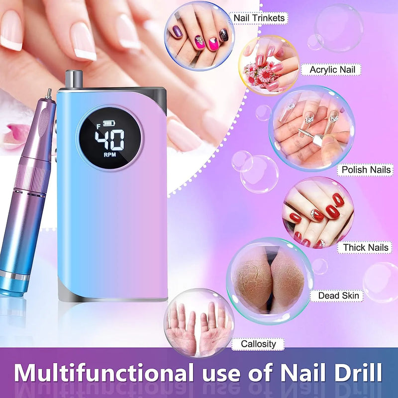 35000/40000RPM Electric Nail Drill Machine  With LCD Display Rechargeable