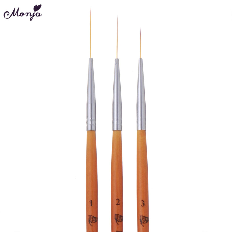 3pcs Nail Art Wooden Handle French Painting Brush Lines