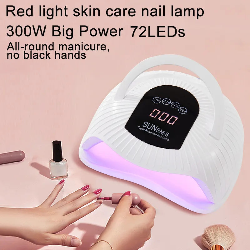 72LEDs Leistungsstarke Nageltrocknungslampe 300W Nageltrockner UV-Gelpolitur