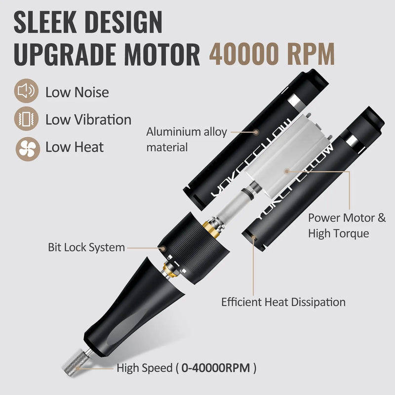 40000RPM NAIL DRILL MACHINE RECHARGEABLE PORTABLE