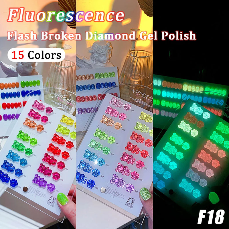 15 Colors/Set Glitter Broken Diamond Gel Nail Polish