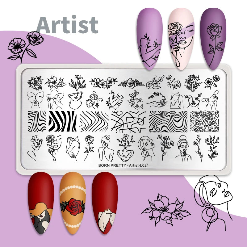 BORN PRETTY 12*6cm Nail Art Templates Stamping Plate Design