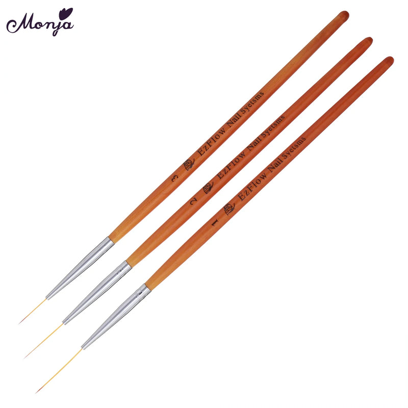 3pcs Nail Art Wooden Handle French Painting Brush Lines