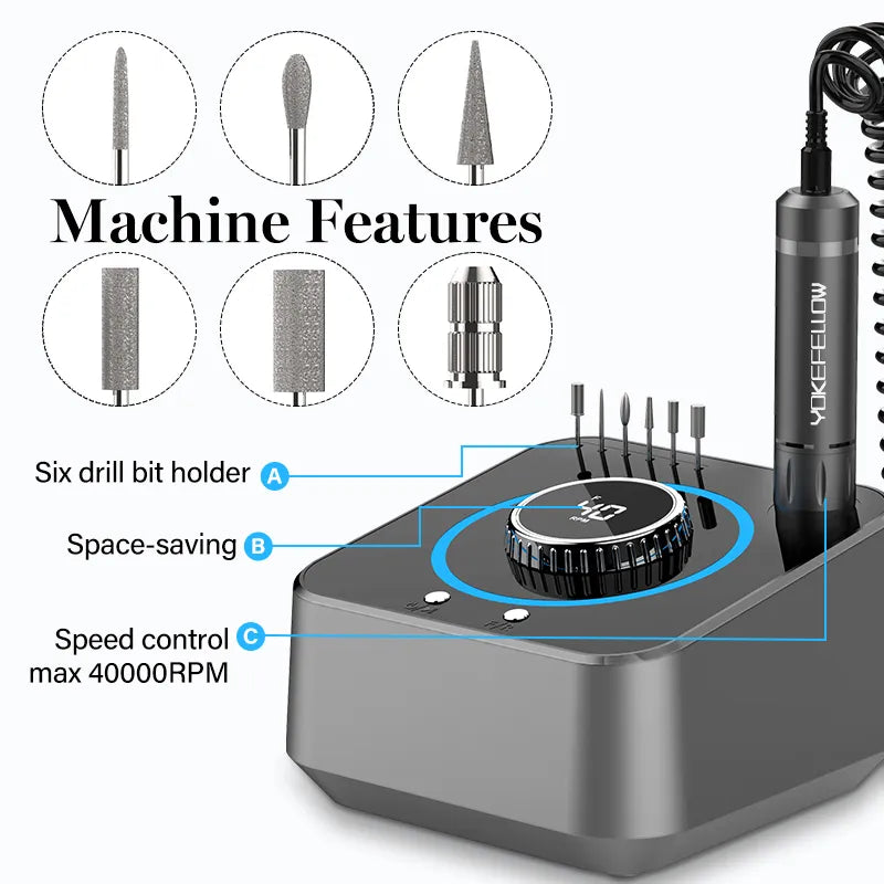 40000RPM Electric Nail Drill Professional Manicure Machine With Brushless Motor