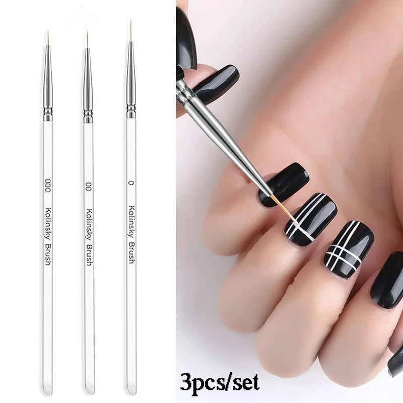 3Pcs/set Nail Art Liner 11/7/9mm Acrylic French