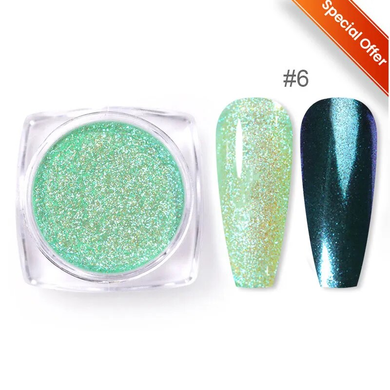 1 Box Pearl Shell Nail Glitter Powder Aurora Nails Ice Transparent Art Pigment Chrome Glitters