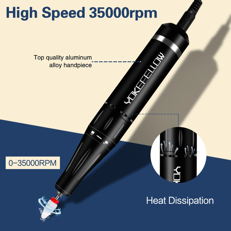 35000RPM Nail Drill Machine With HD LCD Display Rechargeable