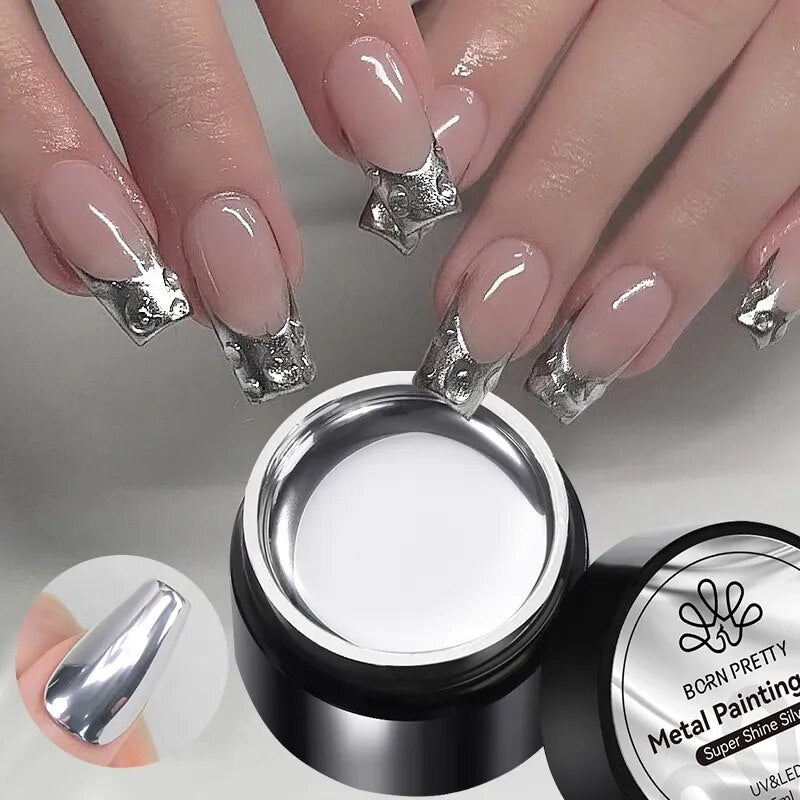 BORN PRETTY Sparkling Metallic Painting Gel Polish Drawing Gold Silver Mirror Glitter UV Gel 5ml