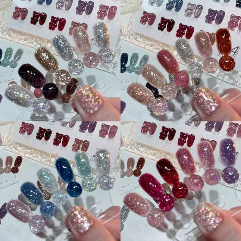 24 Colors Reflective Glitter Gel Nail Polish UV LED