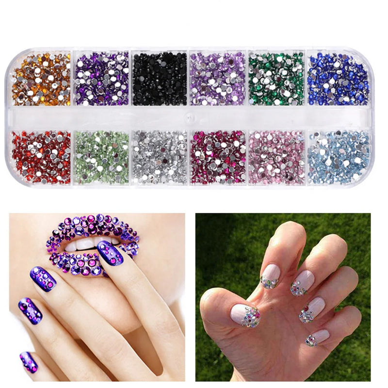 2400pcs AB Flatback Nail Rhinestones Mini Diamond