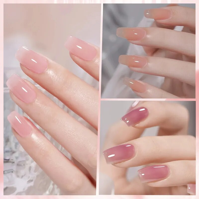 BORN PRETTY Jelly Gel Semi-transparent Nude Color Nail Gel Polish Clear Pink French  UV LED Gel