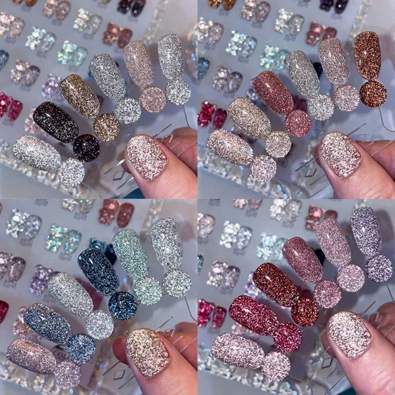 24 Colors Reflective Glitter Gel Nail Polish UV LED