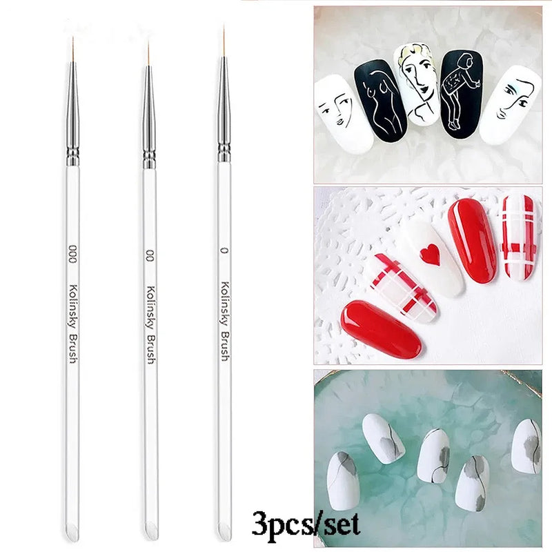 3Pcs/set Nail Art Liner 11/7/9mm Acrylic French